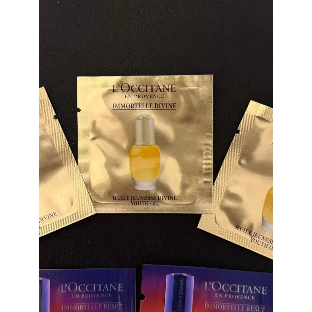 L'Occitane Immortelle Skincare Sample Lot – 7 Pieces Youth Oil Reset Serum Cream